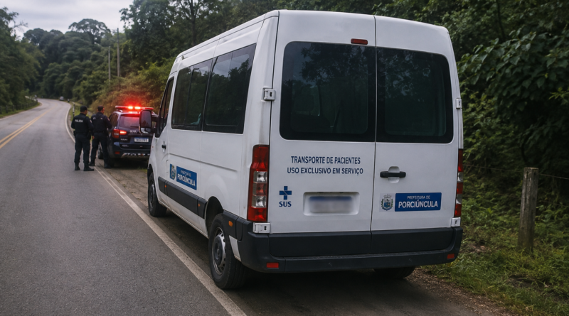 Van da Prefeitura de Porciúncula é alvo de roubo durante transporte de pacientes