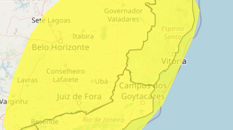 INMET Emite Alerta de Tempestade para Regiões do Norte e Noroeste Fluminense